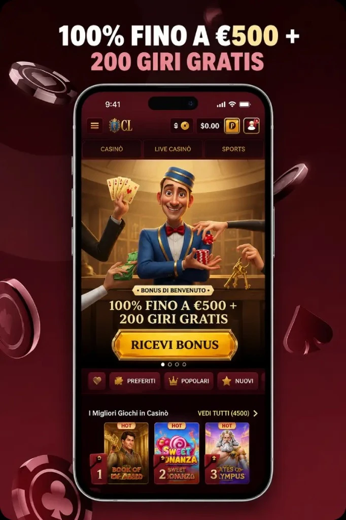 Casoola Casino App: 100% fino a 500€ + 200 giri gratis su smartphone